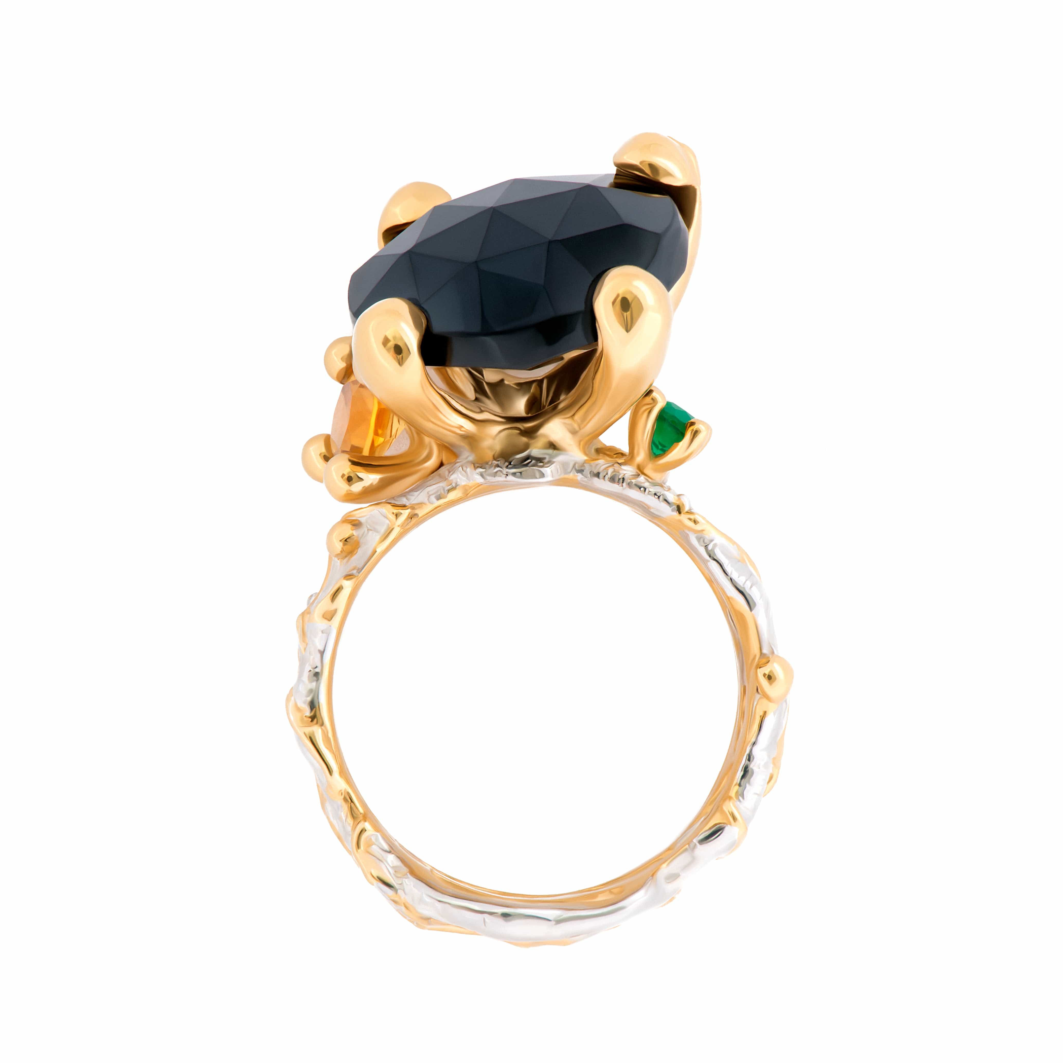 Liana Ring with Black Spinel & Emerald