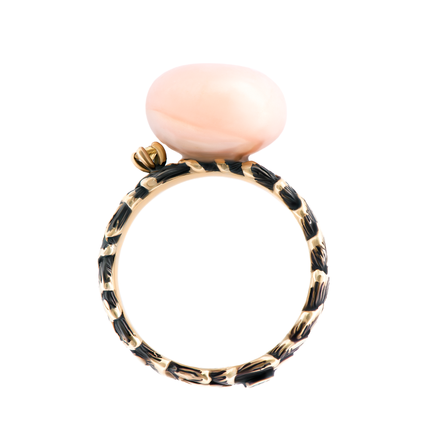 Shell Ring with Pink Opal & Yellow Sapphire