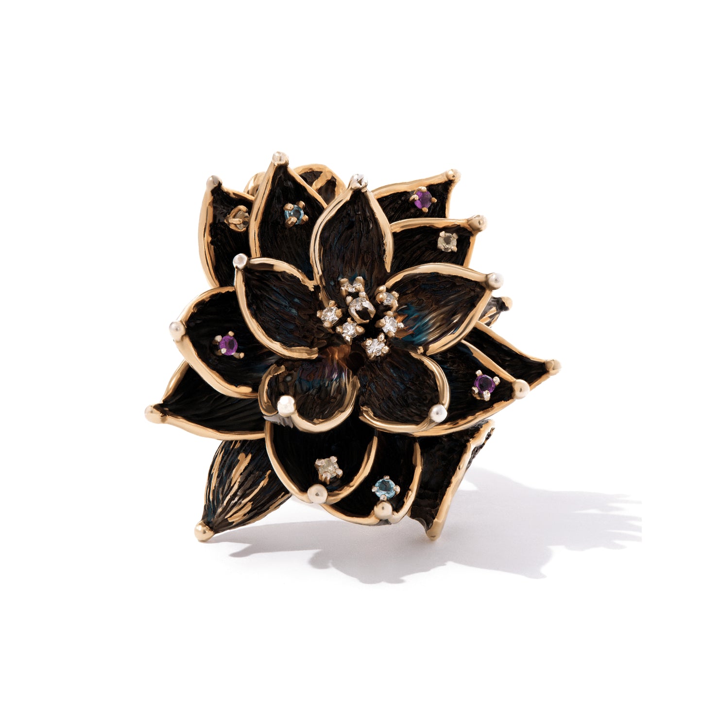 Lotus Blossom Ring — handcrafted ring with natural gemstone