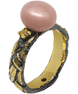 Ply Ring with Pink Opal & Yellow Sapphire