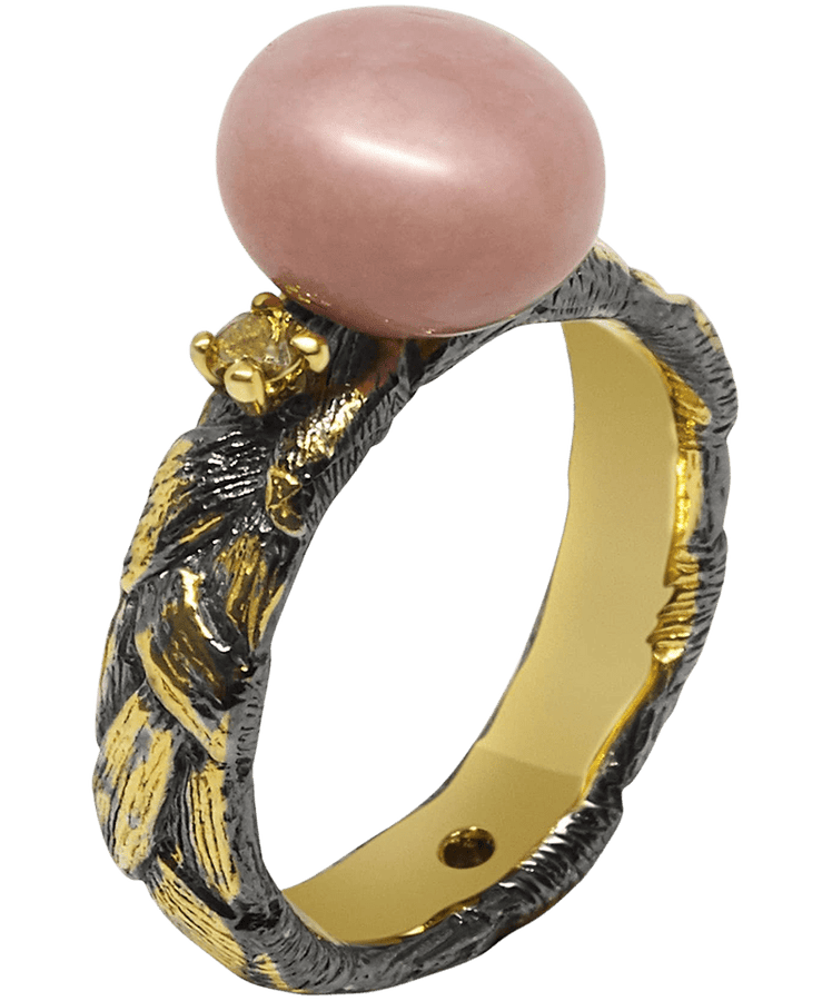 Ply Ring with Pink Opal & Yellow Sapphire