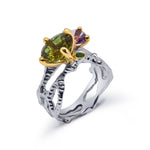 Load image into Gallery viewer, Unique Twig with Zultanite, Amethyst and Emerald - Rara Jewelry
